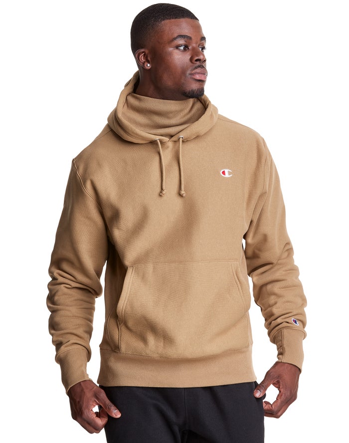 Champion Dame Hættetrøje Khaki - Defender Series Reverse Weave® With Attached Ribbed Inset Mask - Da